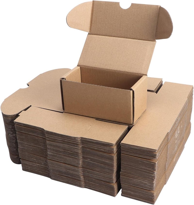 PHAREGE 4.6x2.2x2.2 inch Shipping Boxes Bulk 50 Pack Brown, Tab Lock Tuck Top Mailer Boxes for Packaging Small Business, Small Cardboard Gift Boxes for Wrapping Mailing Present - Image 1